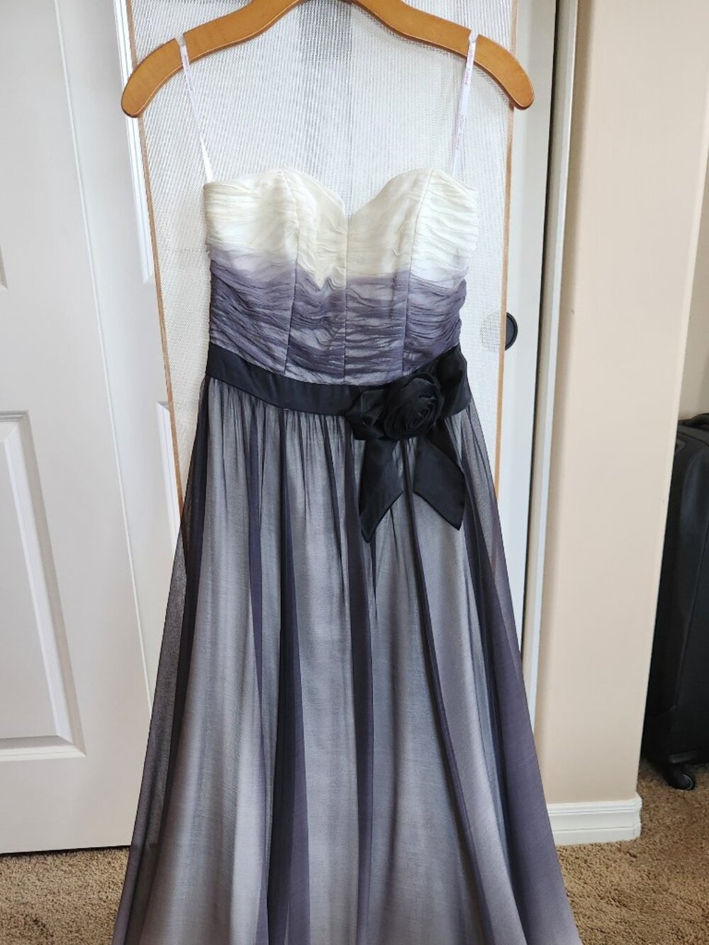Betsey Johnson Vintage Y2K 100% Silk Ombre Strapless Chiffon Prom Gown Dress 2